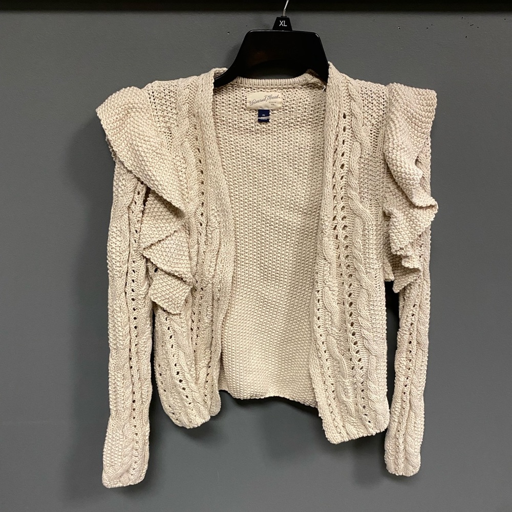 Universal Thread Oatmeal Flutter Sleeve Cardigan … - image 2